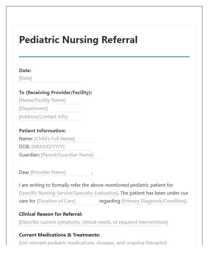 Pediatric Nursing Referral Cover Letter Template