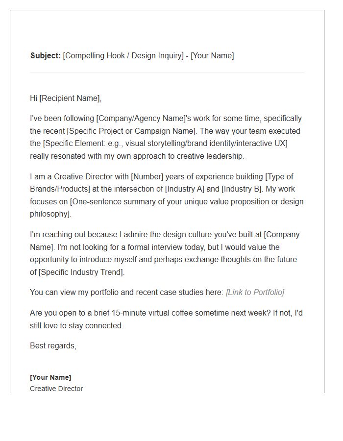 Creative Director Cold Outreach Networking Cover Letter Template