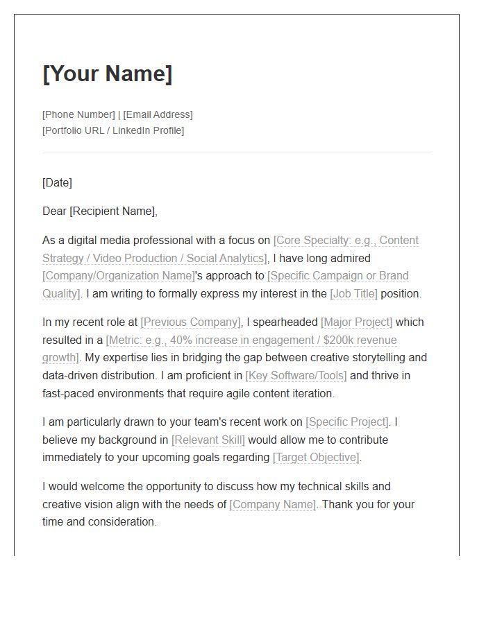 Digital Media Professional Networking Cover Letter Template