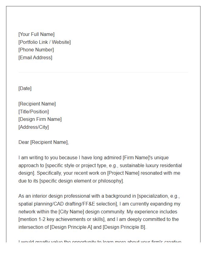 Interior Design Networking Strategy Cover Letter Template