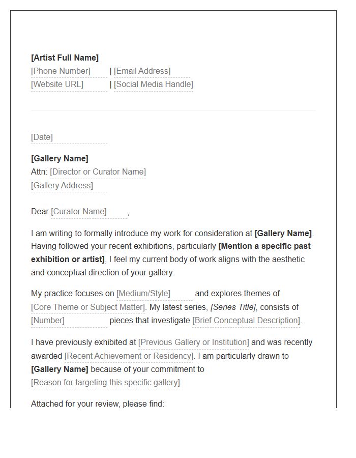 Visual Artist Gallery Outreach Cover Letter Template