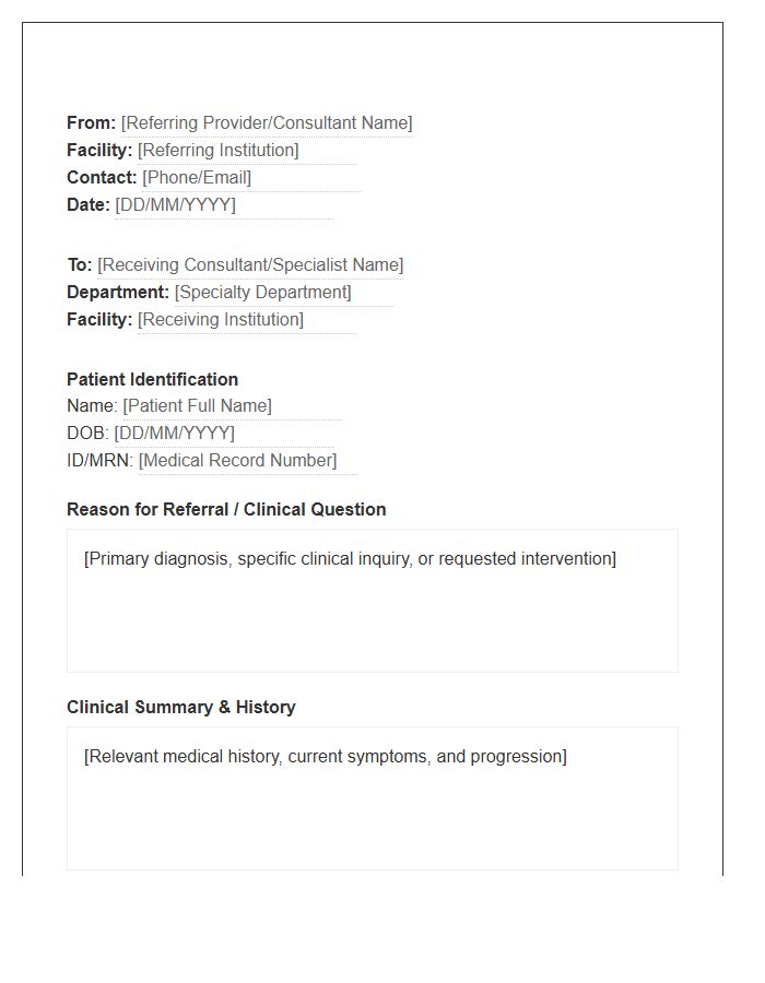 Clinical Consultant Referral Cover Letter Template
