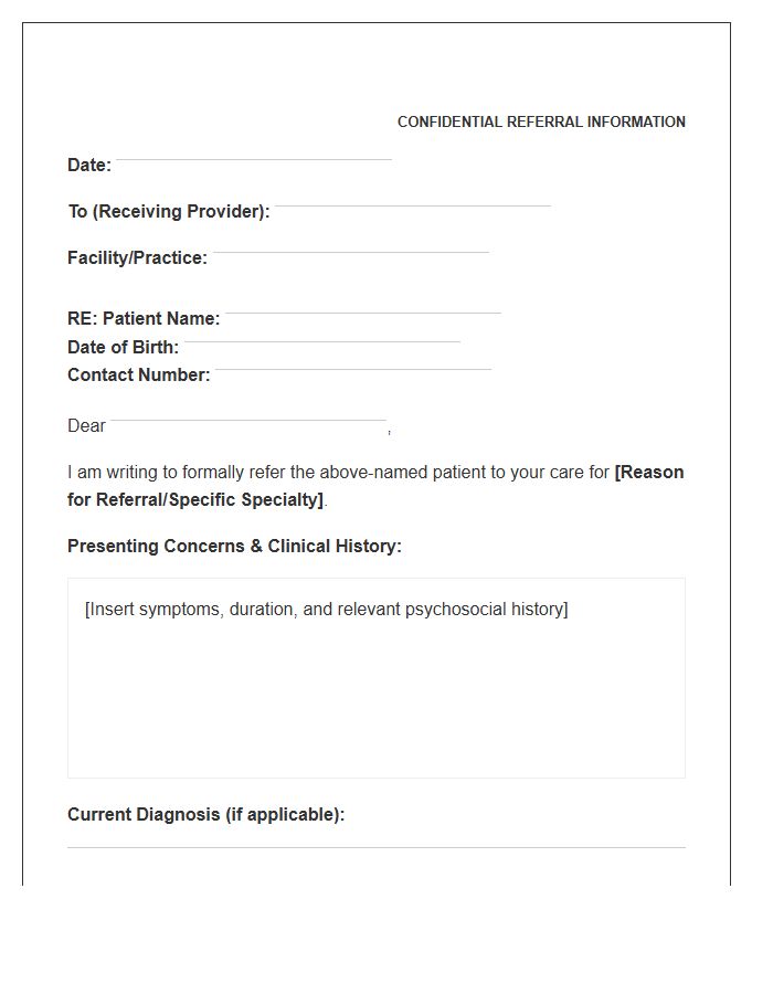 Mental Health Professional Referral Cover Letter Template