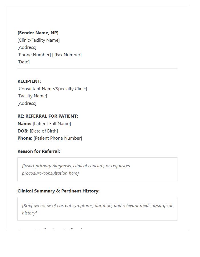 Nurse Practitioner Referral Cover Letter Template