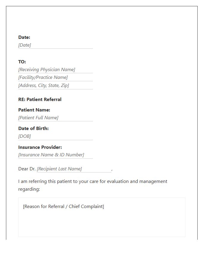 Physician Referral Cover Letter Template