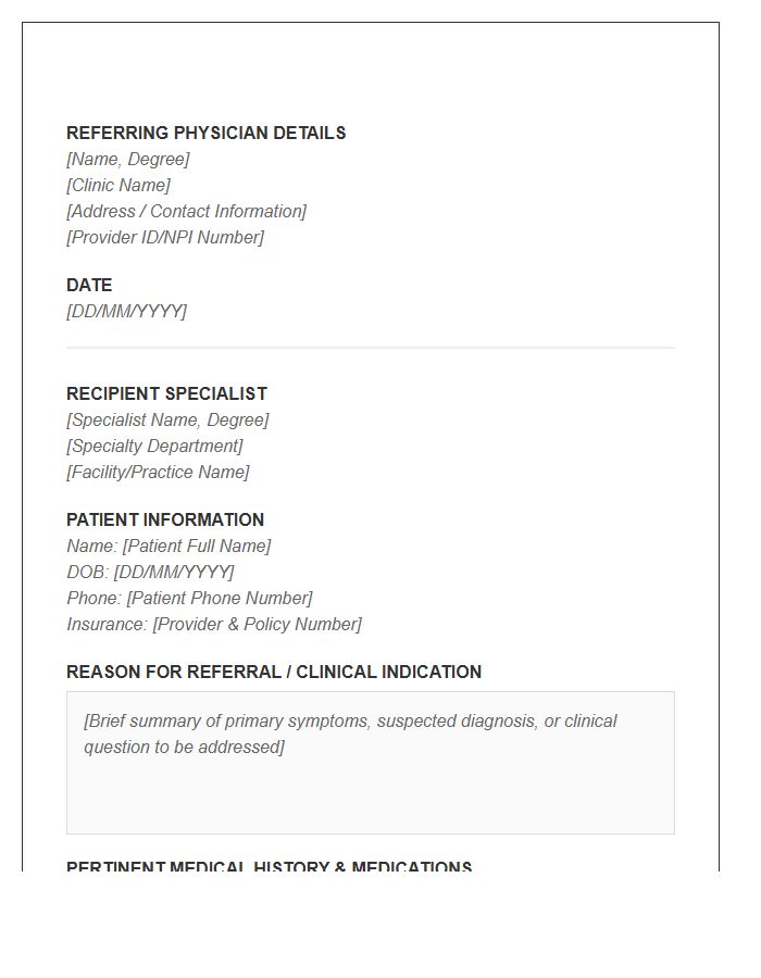 Specialist Physician Referral Cover Letter Template