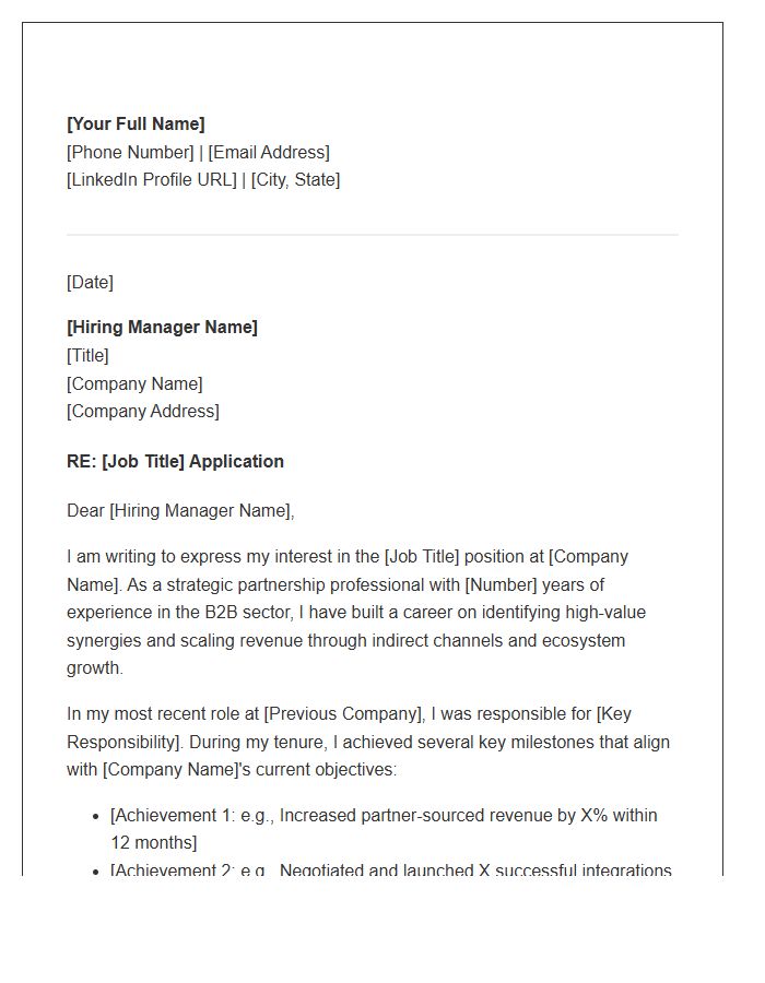 B2B Partnership Professional Network Cover Letter Template