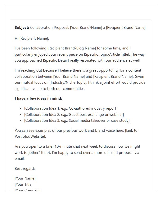 Content Marketing Collaboration Outreach Cover Letter Template