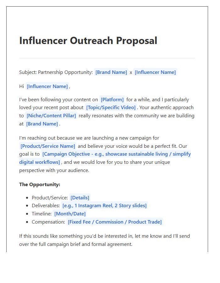Digital Marketing Influencer Outreach Cover Letter Template