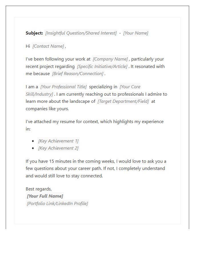 Email Marketing Networking Outreach Cover Letter Template