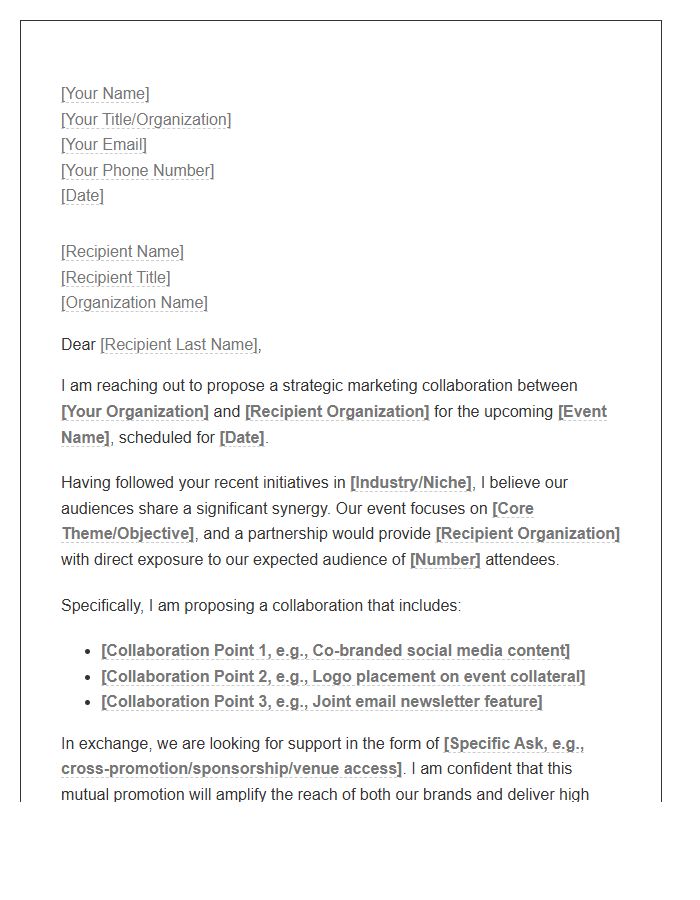 Event Marketing Collaboration Cover Letter Template