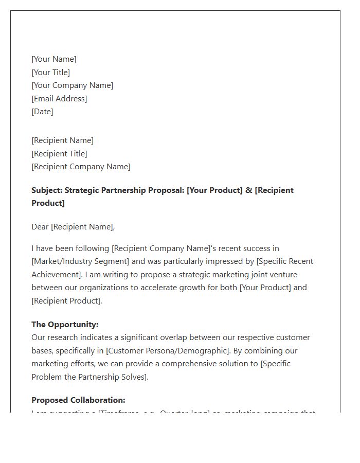 Product Marketing Joint Venture Cover Letter Template