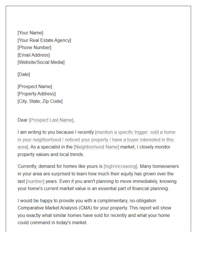 Real Estate Sales Prospecting Cover Letter Template