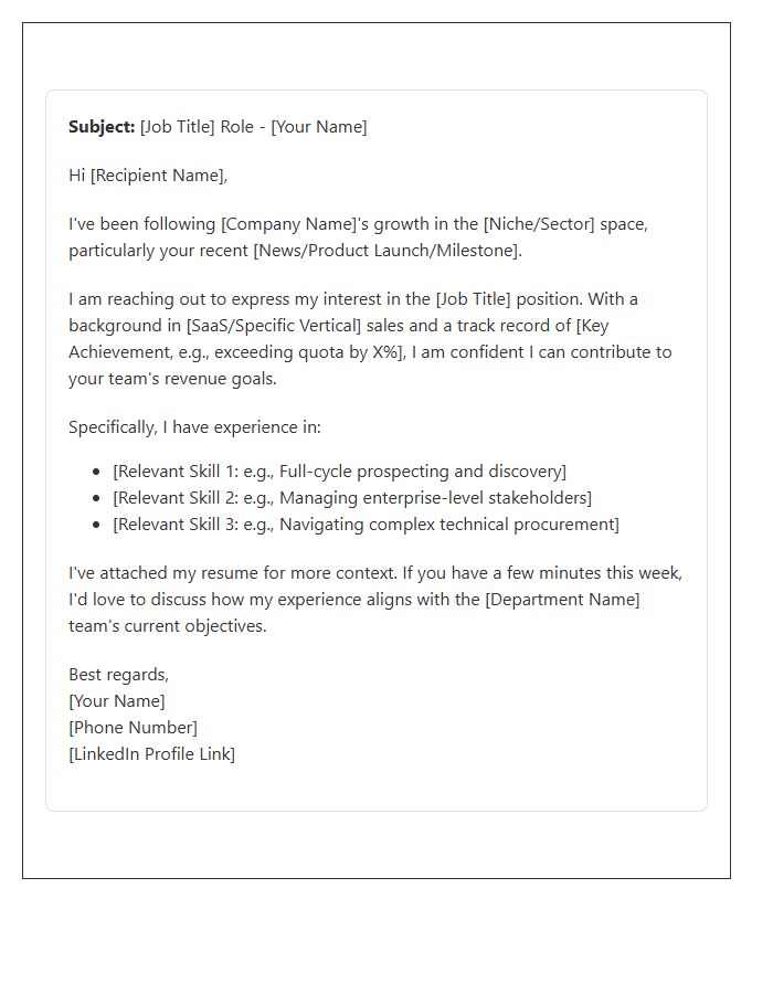 Software Sales LinkedIn Networking Cover Letter Template