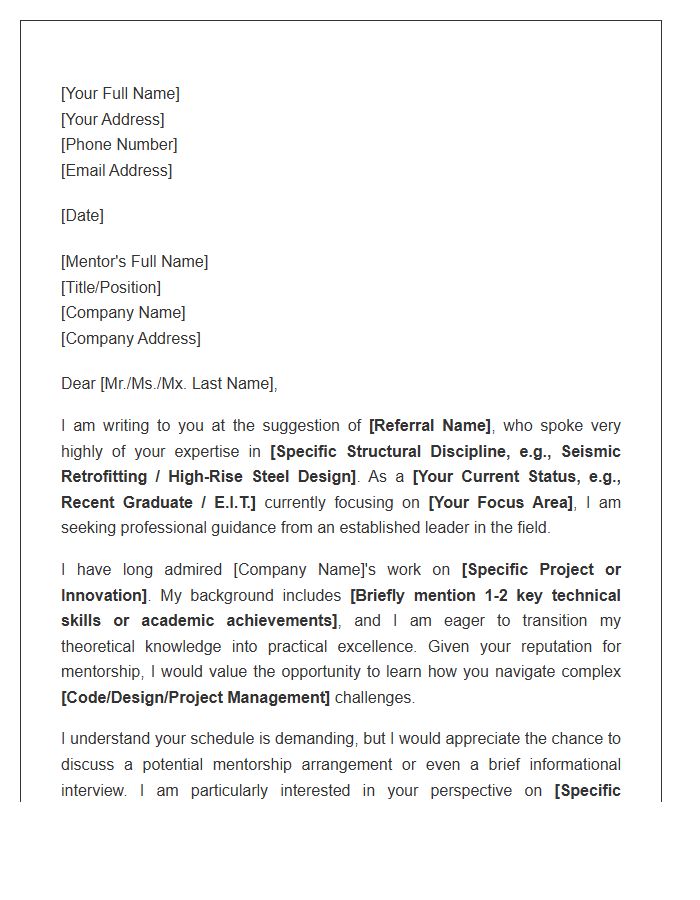 Structural Engineering Mentor Referral Cover Letter Template