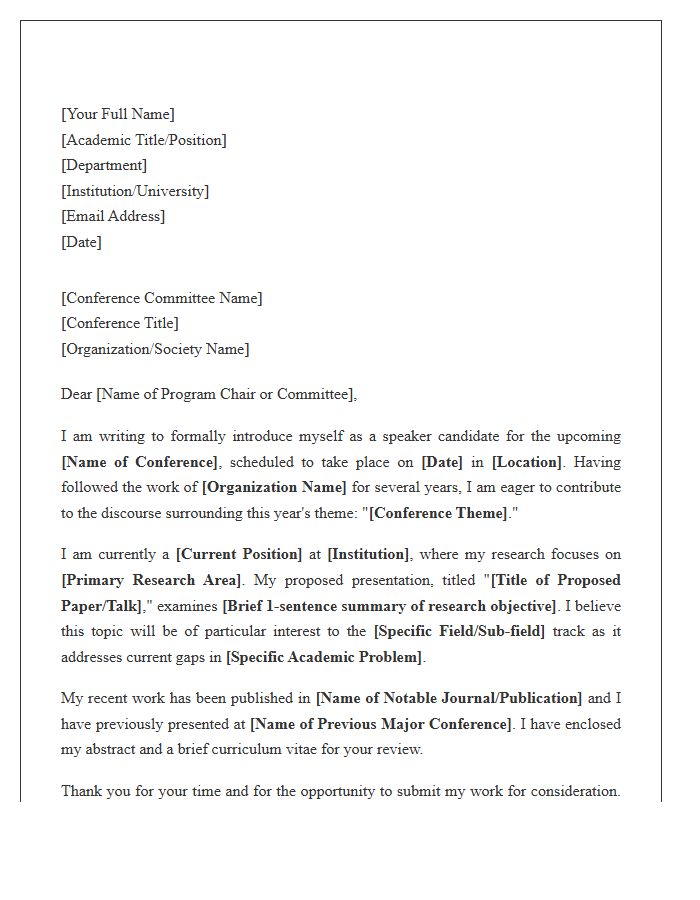 Academic Conference Speaker Introduction Cover Letter Template