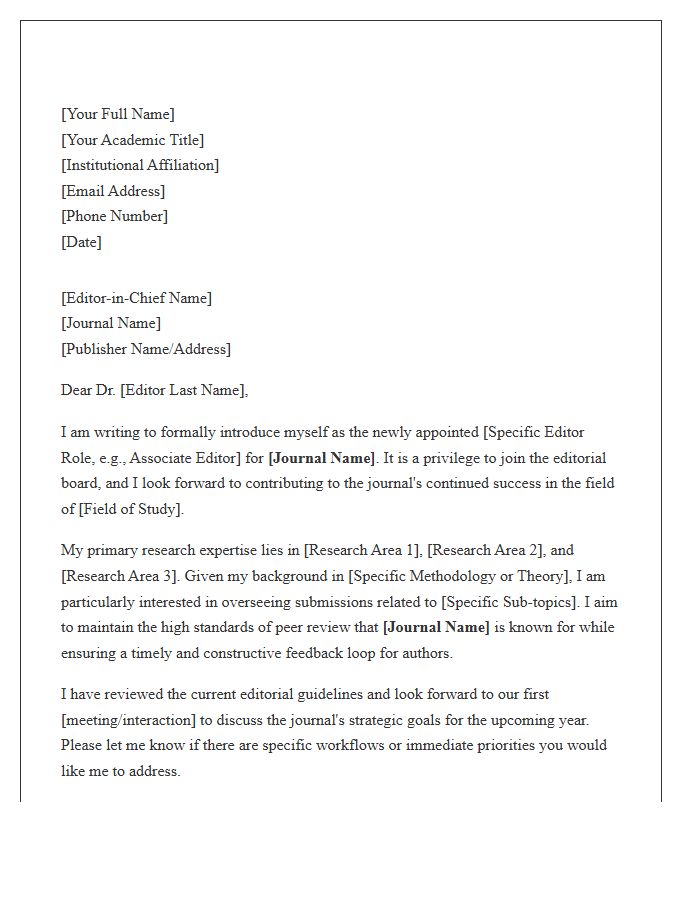 Academic Journal Editor Introduction Cover Letter Template