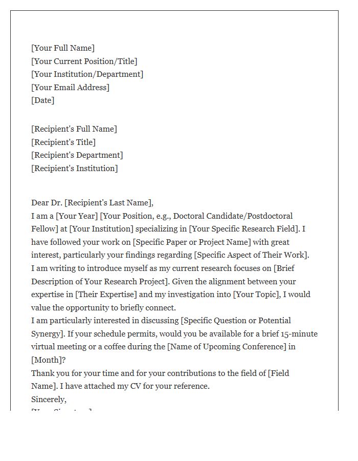 Academic Researcher Networking Introduction Cover Letter Template