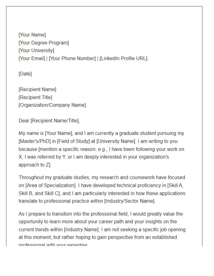 Graduate Student Networking Introduction Cover Letter Template