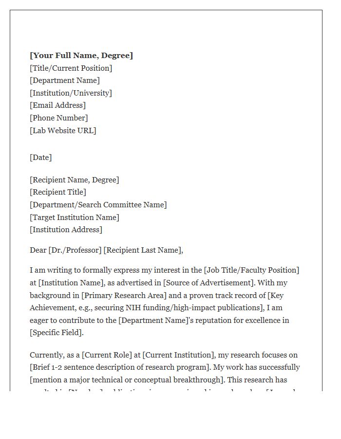 Research Laboratory Principal Investigator Introduction Cover Letter Template