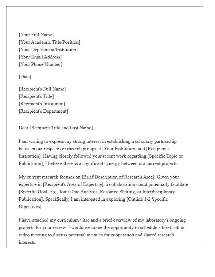 Scholarly Partnership Introduction Cover Letter Template