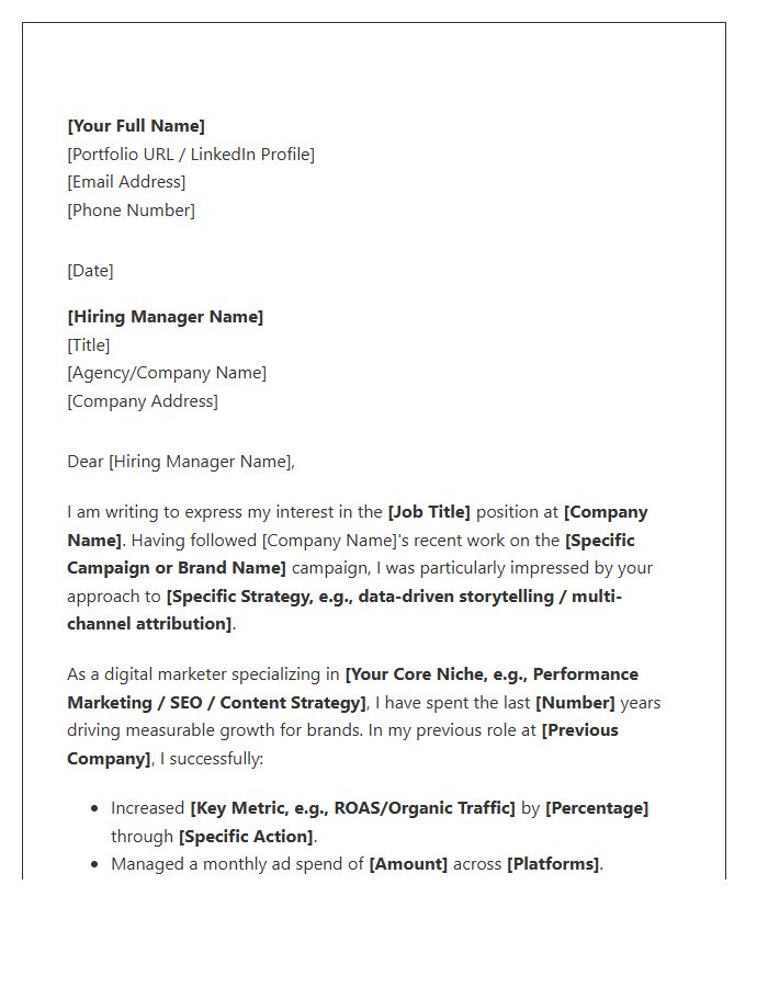 Digital Marketing Industry Outreach Cover Letter Template