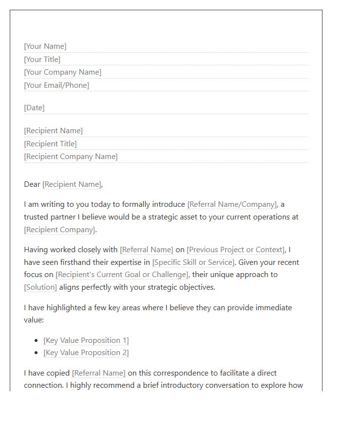 Strategic Business Referral Cover Letter Template