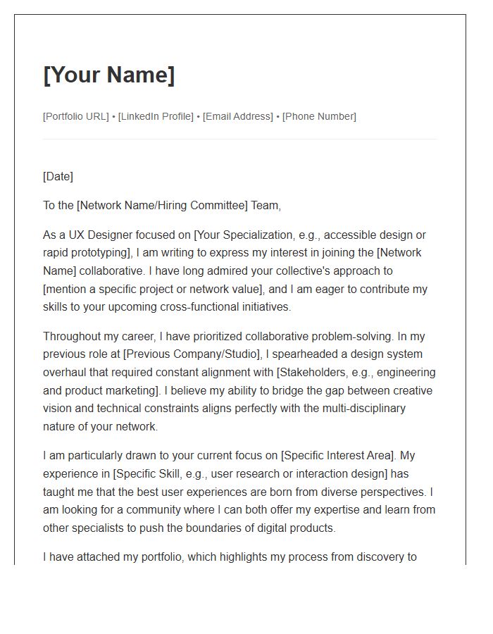 UX Designer Collaborative Network Cover Letter Template