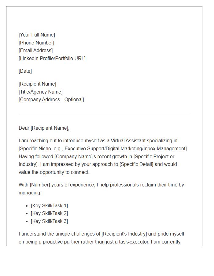 Virtual Assistant Networking Connection Cover Letter Template