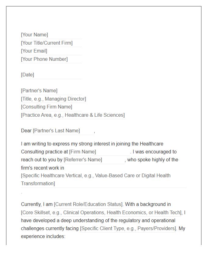 Healthcare Consulting Partner Referral Cover Letter Template