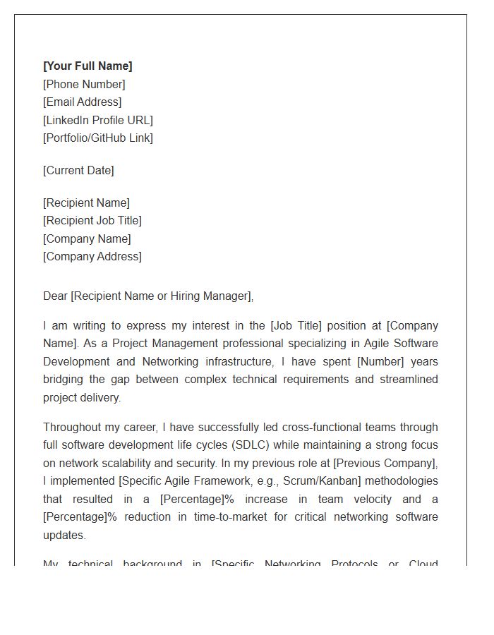 Agile Software Development Project Management Networking Cover Letter Template