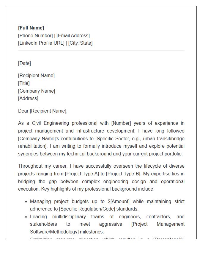 Civil Engineering Project Management Networking Cover Letter Template