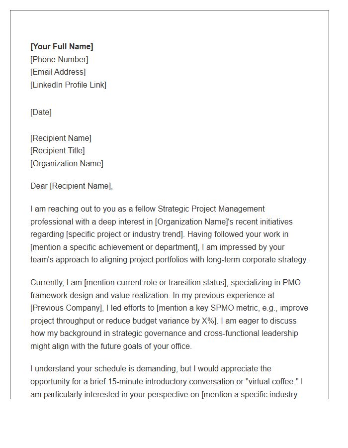 Strategic Project Management Office Networking Cover Letter Template