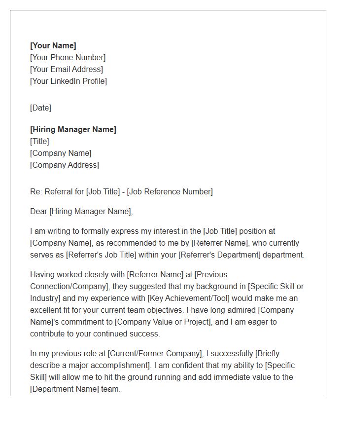 Human Resources Employee Referral Cover Letter Template