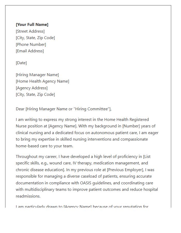 Home Health Registered Nurse Professional Cover Letter Template