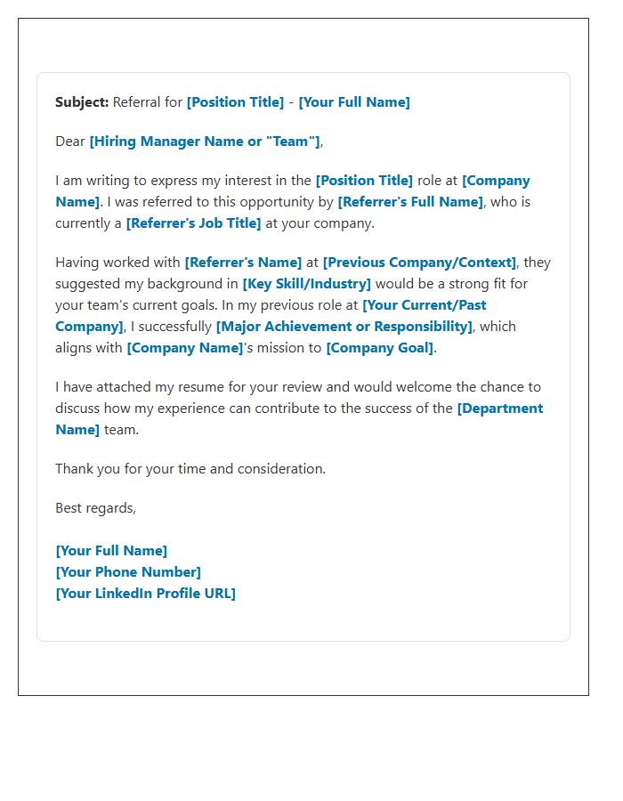 LinkedIn Connection Referral Cover Letter Template