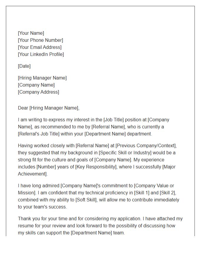 Shared Associate Referral Cover Letter Template