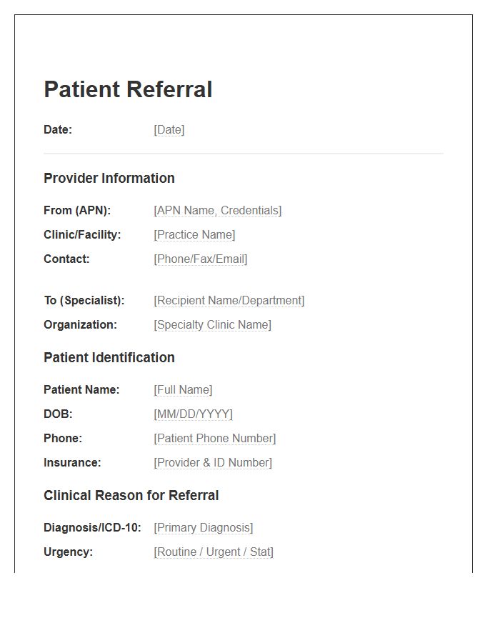 Advanced Practice Nurse Referral Cover Letter Template