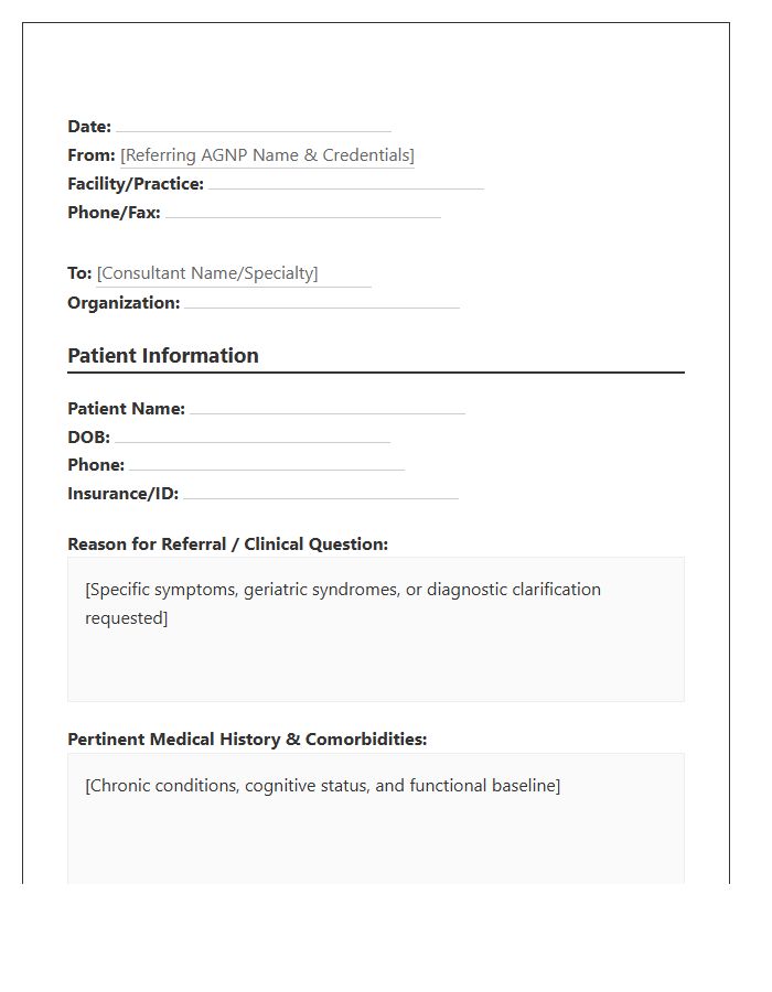 Geriatric Nurse Practitioner Referral Cover Letter Template