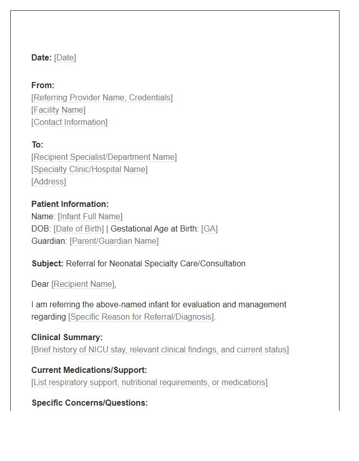 Neonatal Nurse Practitioner Referral Cover Letter Template