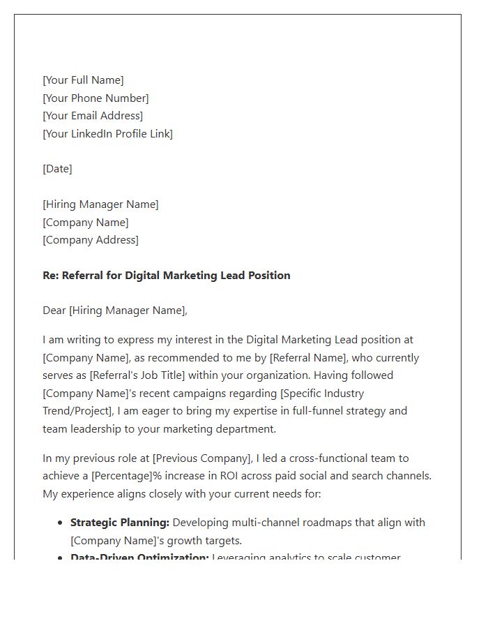 Digital Marketing Lead Referral Cover Letter Template