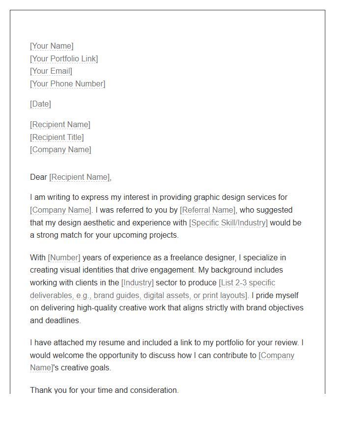 Freelance Graphic Designer Referral Cover Letter Template