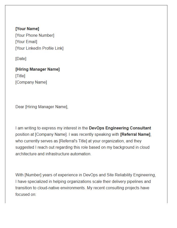 DevOps Engineering Consultant Referral Cover Letter Template