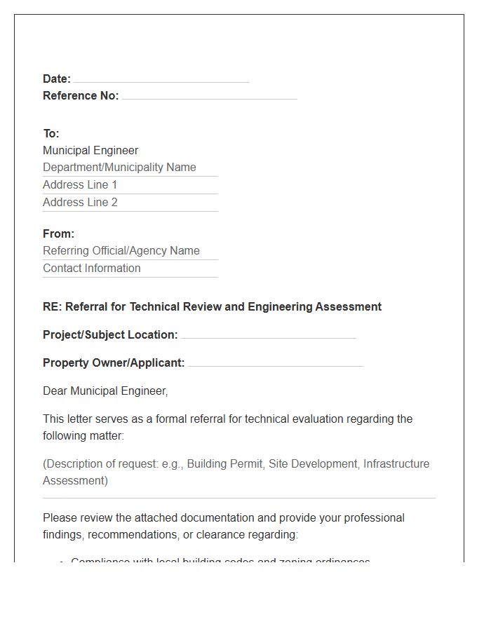 Municipal Engineer Referral Cover Letter Template