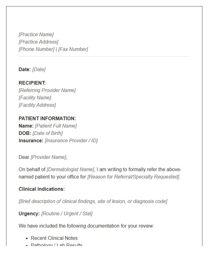 Dermatology Medical Assistant Referral Cover Letter Template