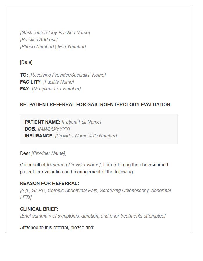 Gastroenterology Medical Assistant Referral Cover Letter Template