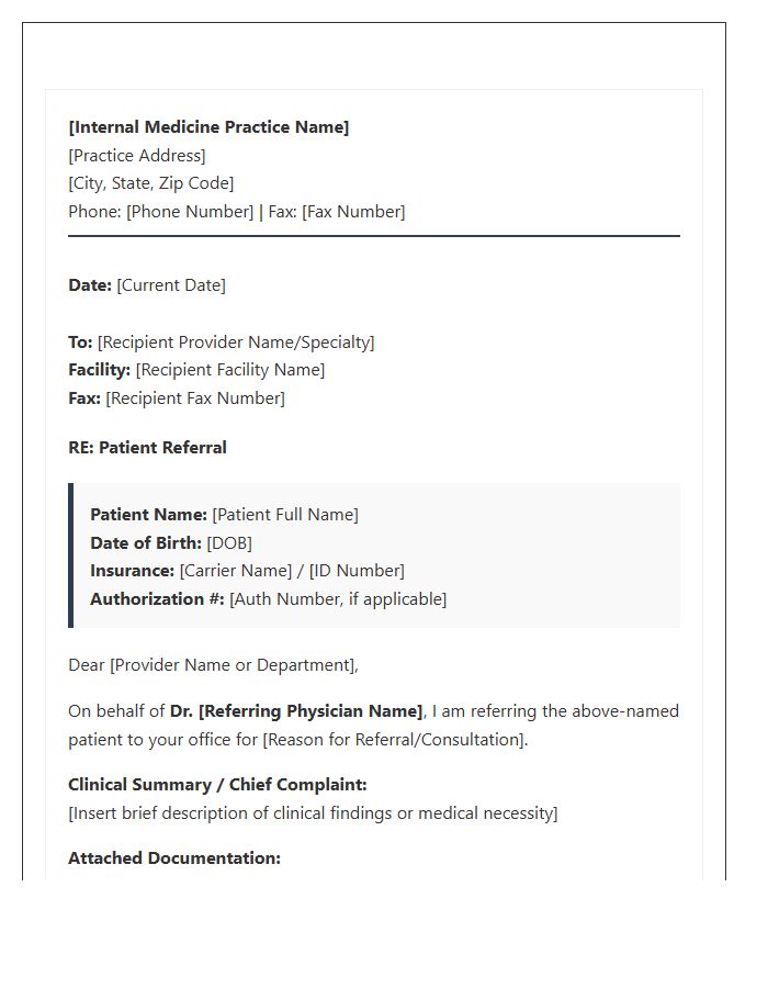 Internal Medicine Medical Assistant Referral Cover Letter Template