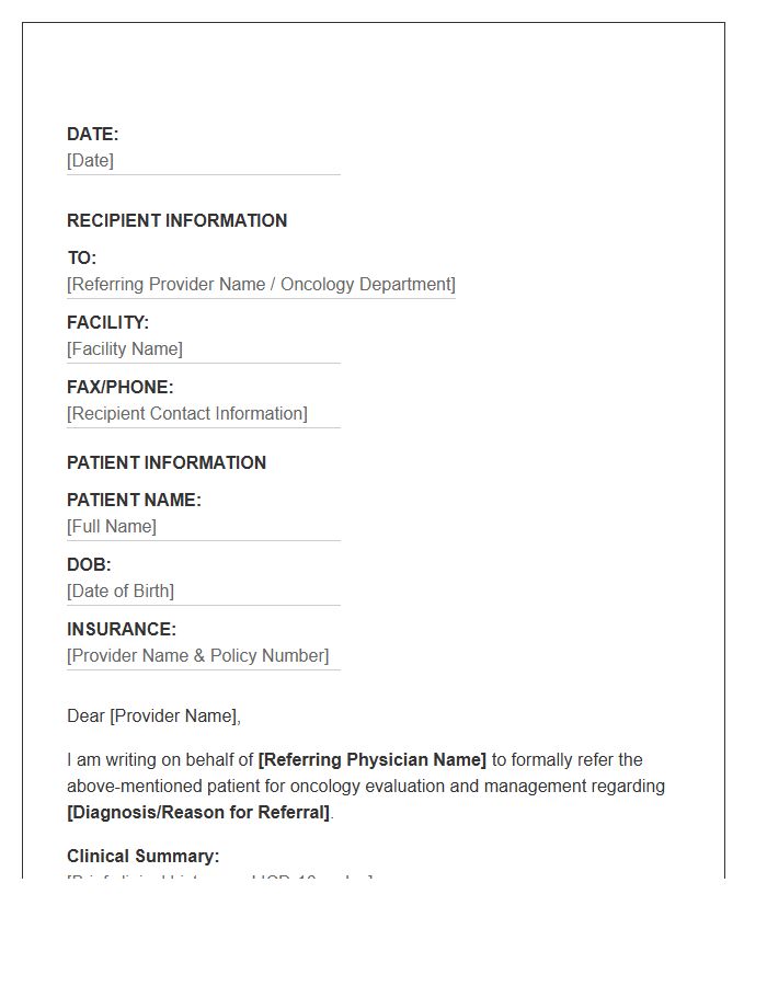 Oncology Medical Assistant Referral Cover Letter Template