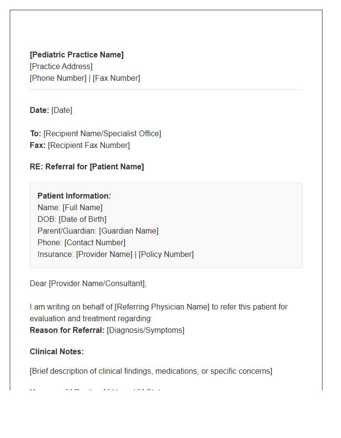 Pediatric Medical Assistant Referral Cover Letter Template