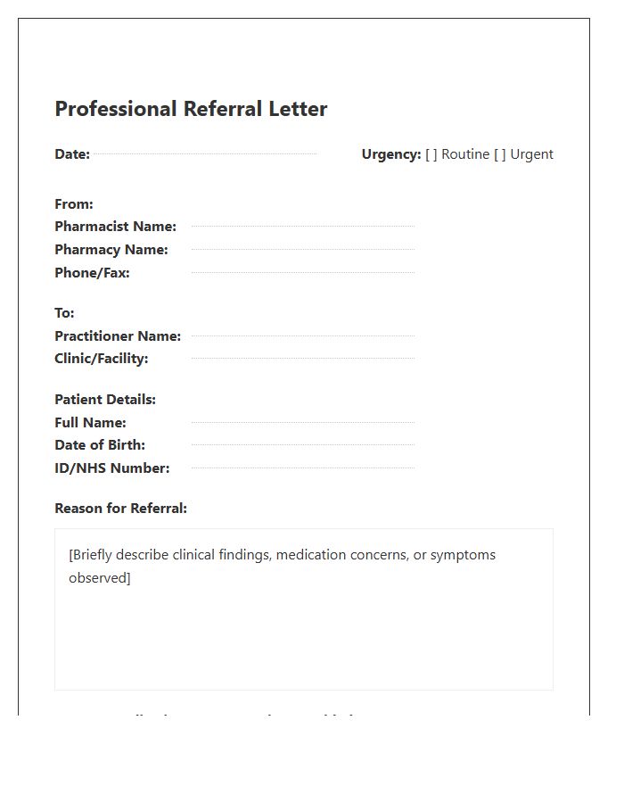 Community Pharmacist Professional Referral Cover Letter Template